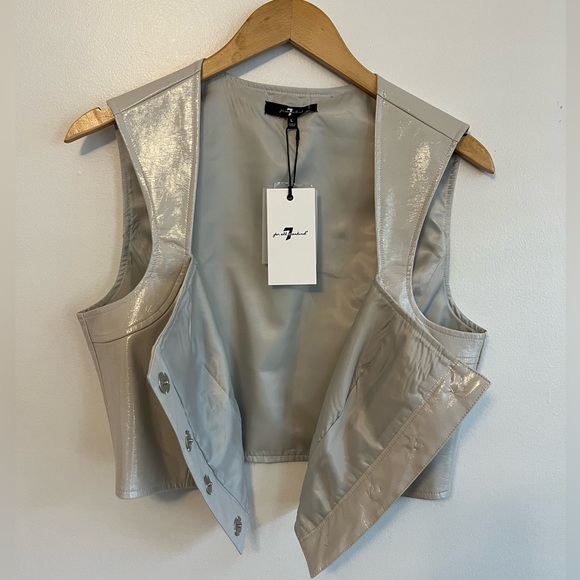 7 For All Mankind vegan leather cropped corset top - Picture 3 of 14